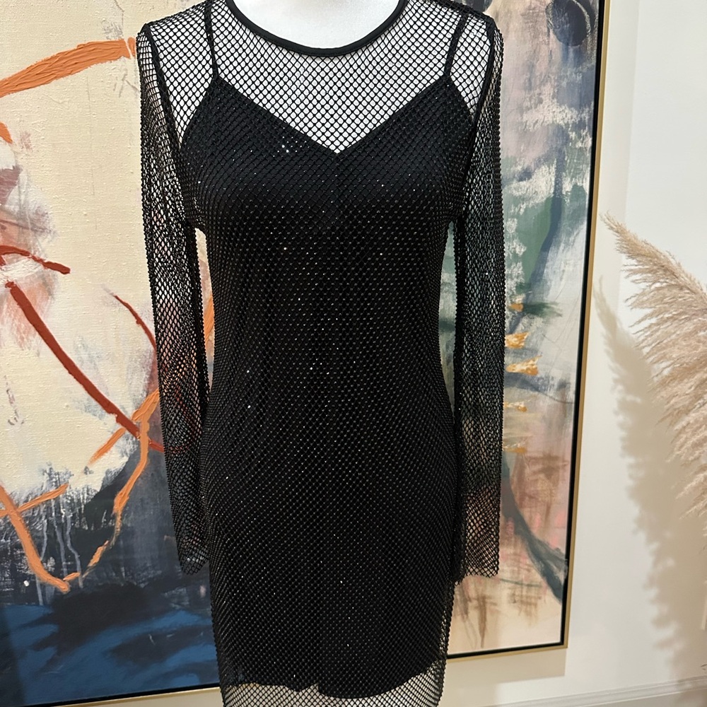 Karina Grimaldi Black Sheath Long Sleeve Dress - worn once for 2 hours. Like new